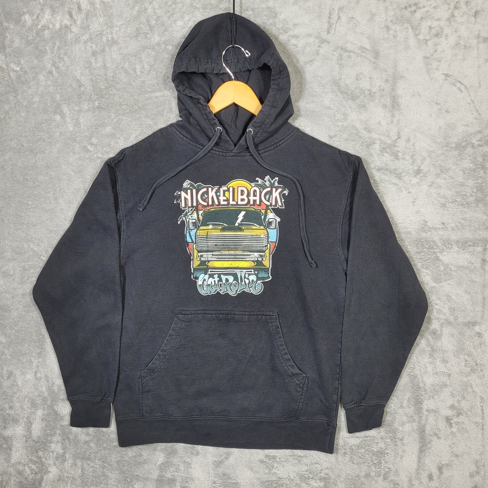 Nickelback Hoodie Mens Medium Black Get Rollin 2023 Tour Concert Pullover Band